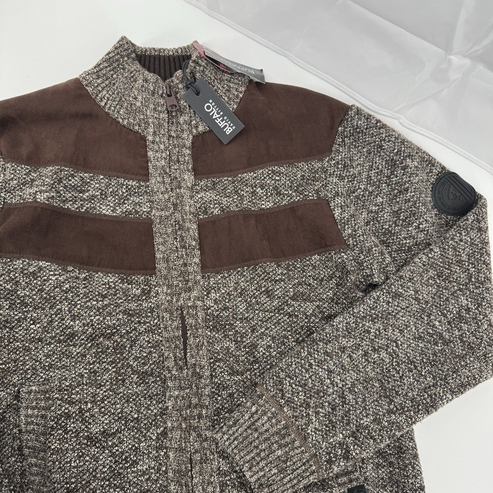 Buffalo‎ David Bitton Full Zip Sweater Jacket Brown Men's Size M New With Tags